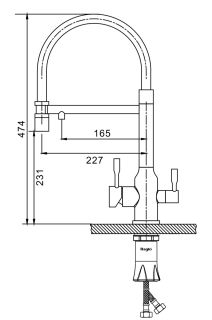 Смеситель для кухни Raglo R81.63.09 с подключением фильтра графит